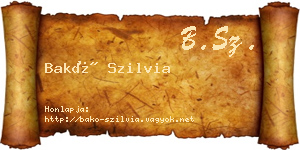 Bakó Szilvia névjegykártya